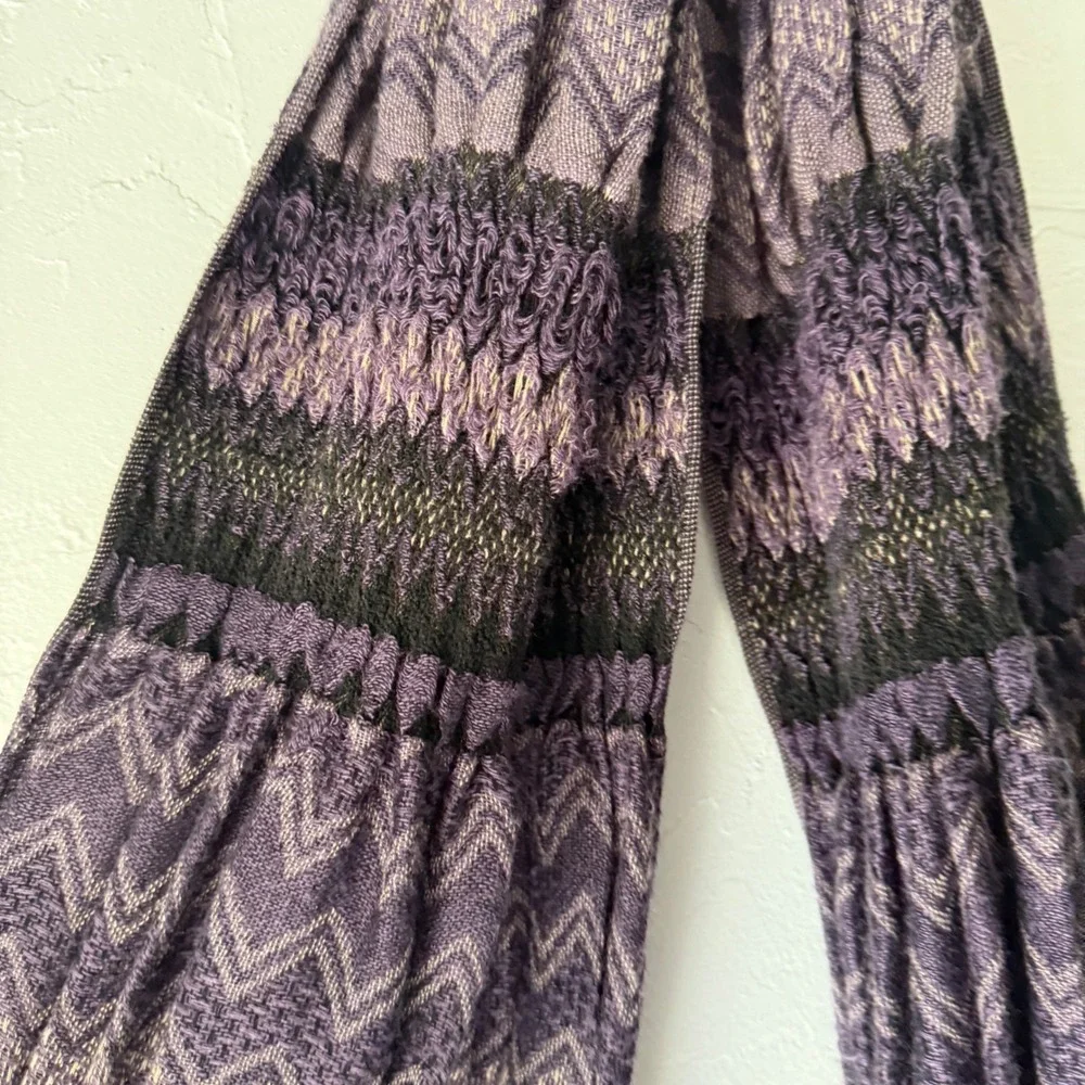 Purple Floral Fringe Scarf Chevron Print Boho Bohemian Hippie Shawl‎ Scarf